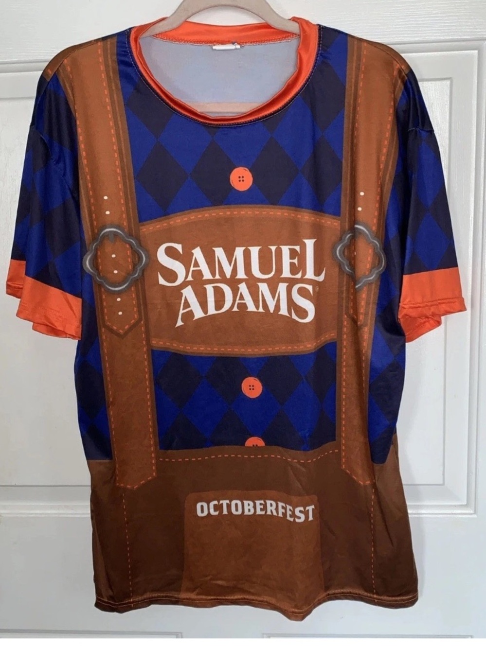 🧋 Samuel Adams Men's Blue & Brown Octoberfest Short Sleeve Tee